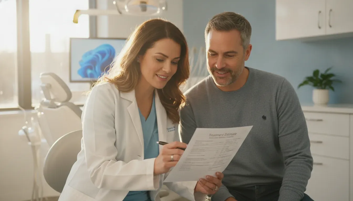Dentist reviewing a treatment estimate with a patient