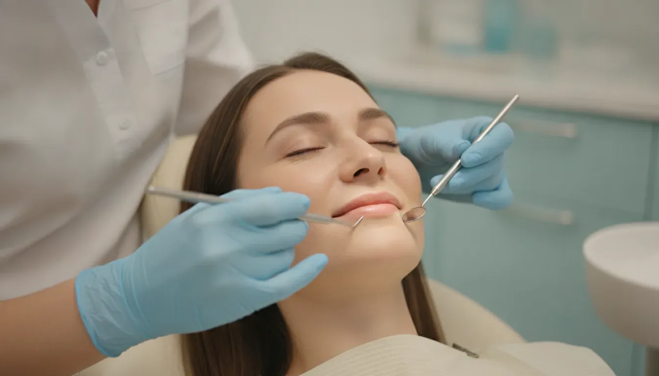 Relaxed woman having a dental cleaning