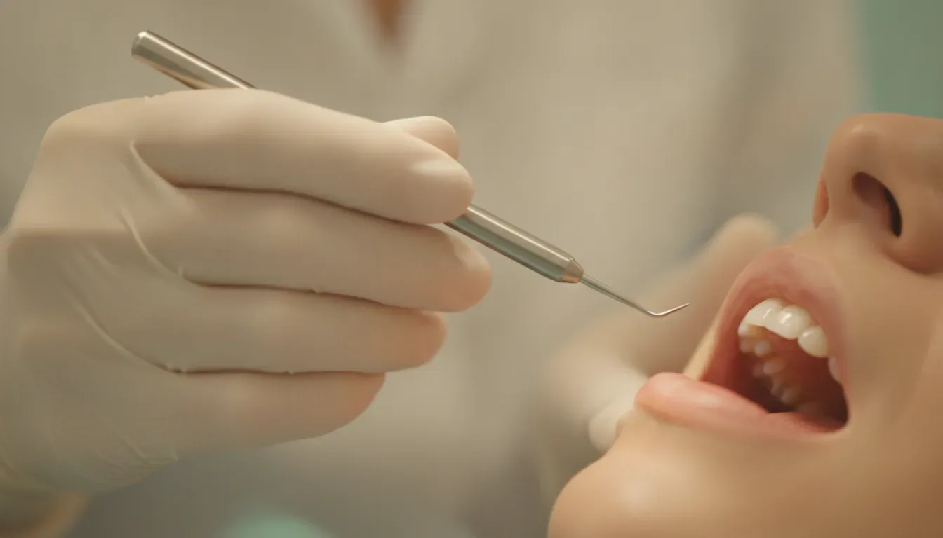 Dentist examining a patient's teeth with a dental instrument