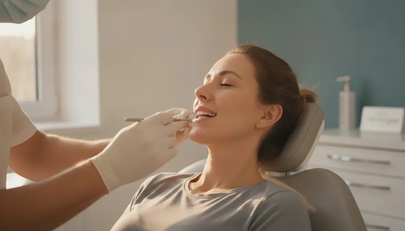 Dentist performing a dental examination on a patient