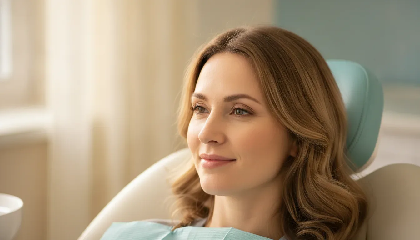 Woman sitting in a dental chair during a dental appointment