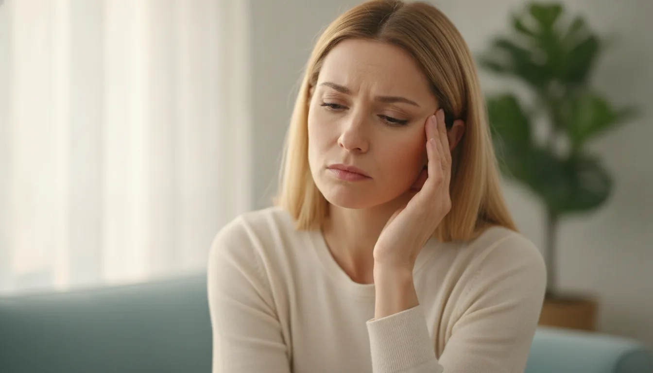 Woman experiencing toothache and headache